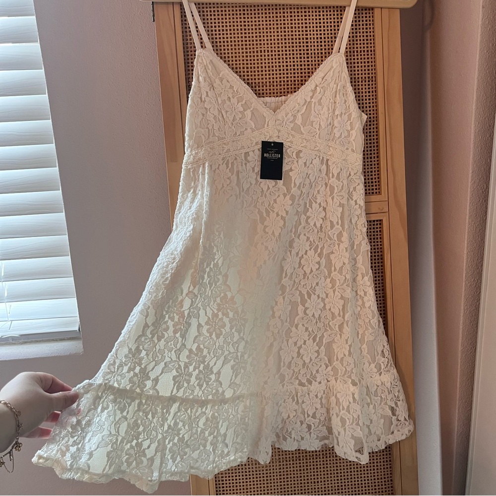 Hollister White Lace Babydoll Dress